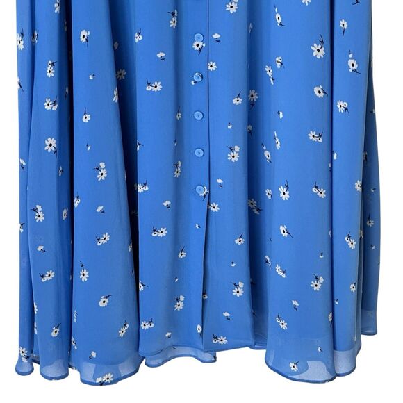 Talbots 12 Floral Blue Flowy Button Down Shirt Chiffon Maxi Dress - Picture 6 of 10